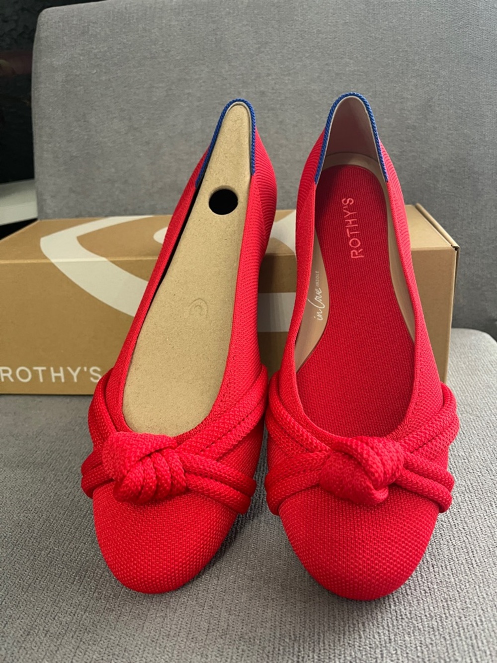 Rothy's Red Knot Ballet Flats - Women's Slip-On Knit Loafers 10.5 Women’s